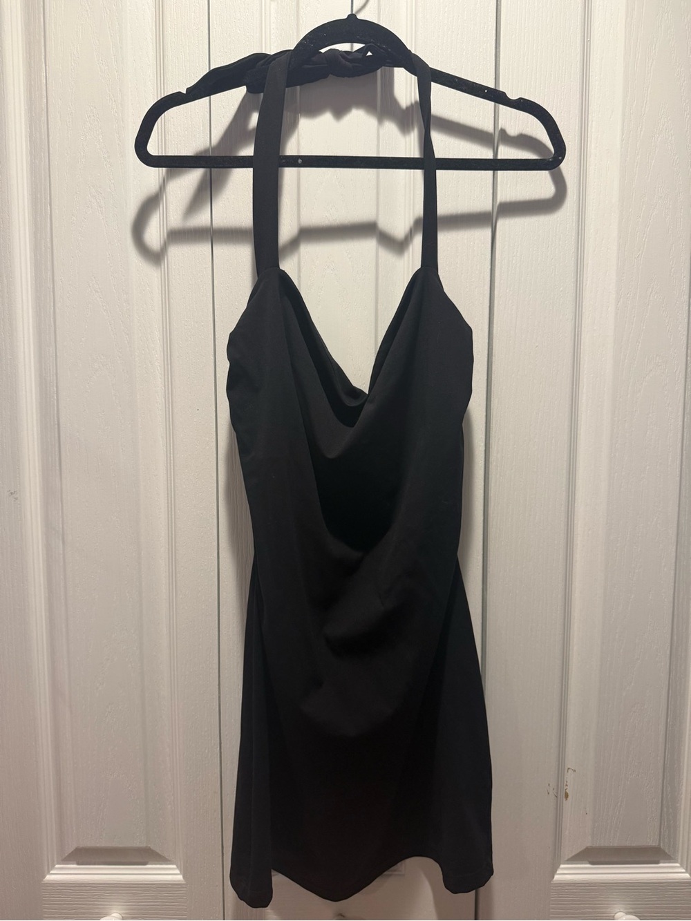 Garage Black Backless Cowl Neck Mini Dress
